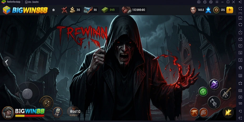 Screenshot gameplay <strong>BIGWIN88</strong> yang menampilkan suasana mencekam di dalam permainan.