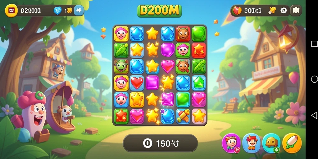 Tampilan gameplay seru D200M dalam genre Match-3.