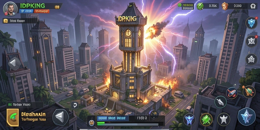 Tampilan menarik dari gameplay IDPKING dalam Tower Defense.