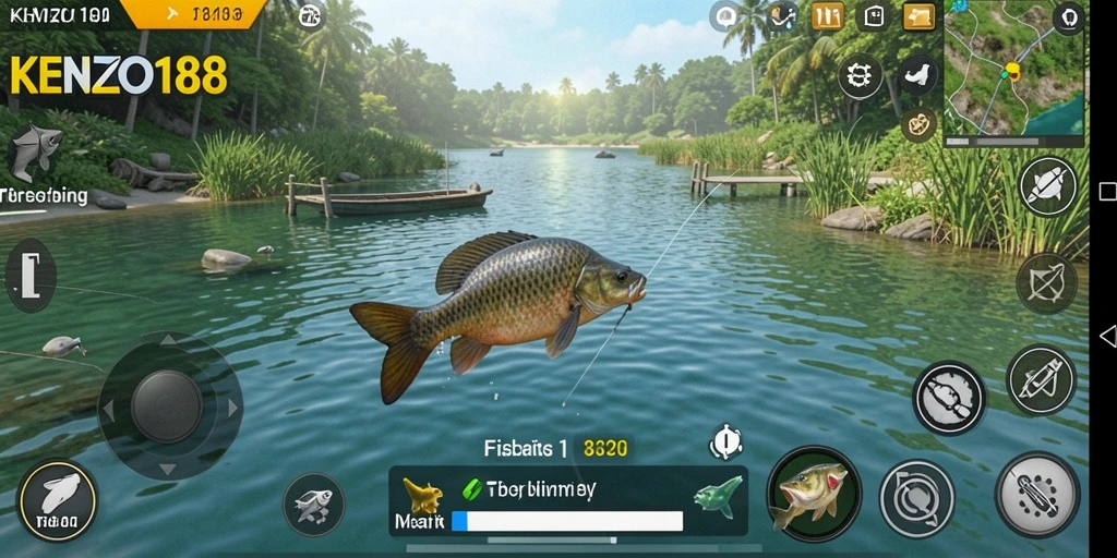 Tampilan gameplay menarik dari KENZO188 dengan aksi memancing yang seru.