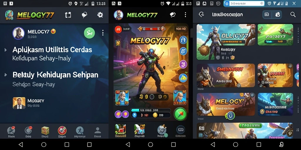 Screenshot utama MELODY77 menunjukkan antarmuka aplikasi yang ramah pengguna dan fitur utilitas.