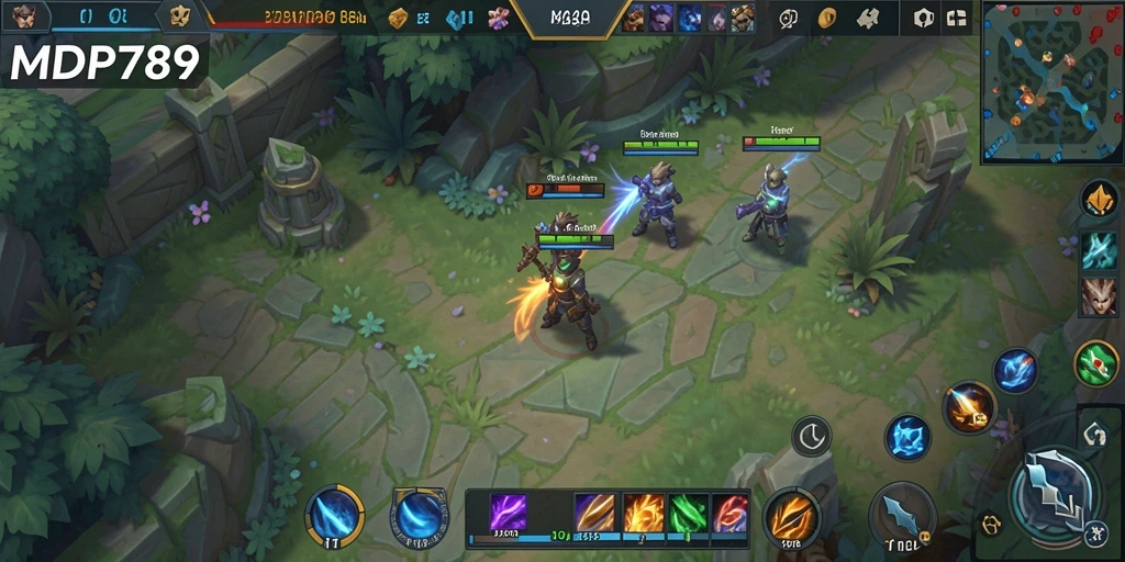 Tangkapan layar utama yang menampilkan aksi seru dalam permainan MOBA.