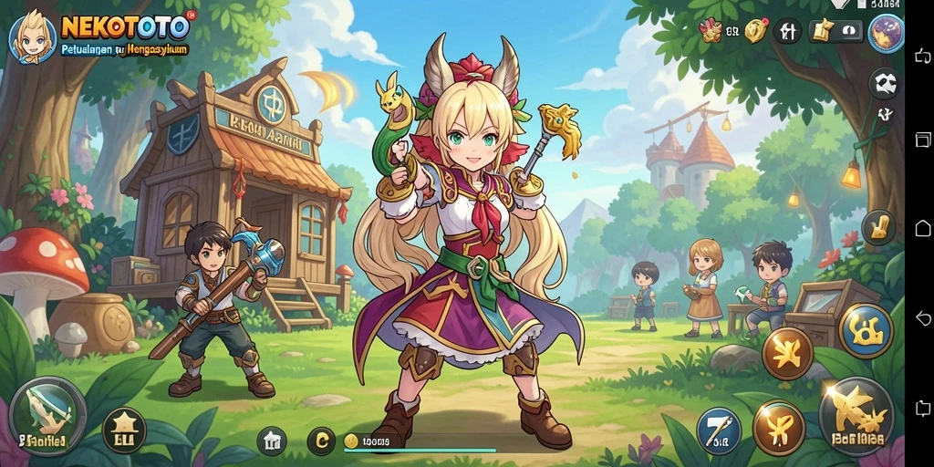 Tangkapan layar NEKOTOTO menampilkan aksi seru dalam gameplay Anime.