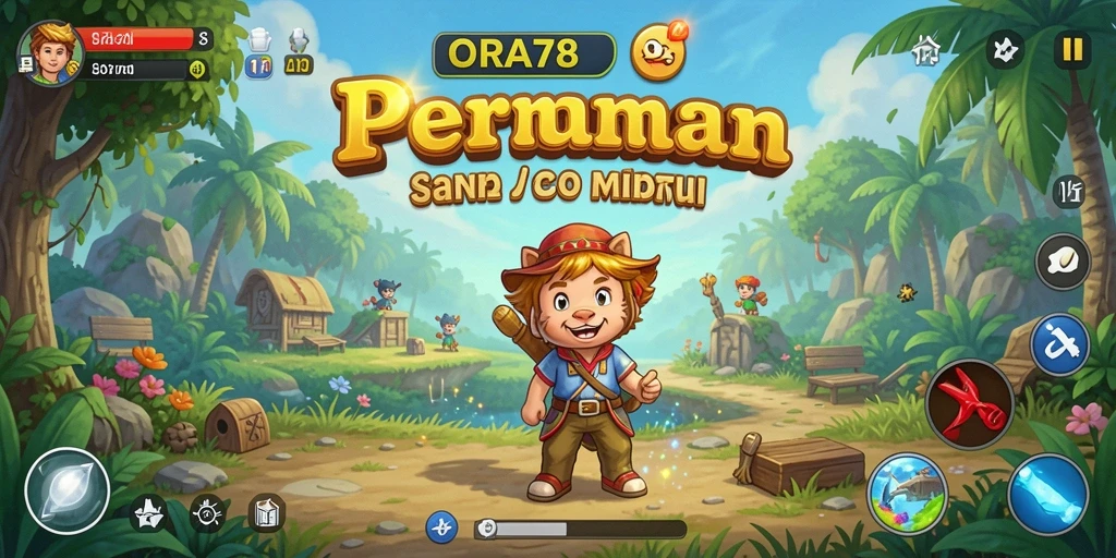 Tampilan gameplay ORA78 yang cerah dan penuh warna.