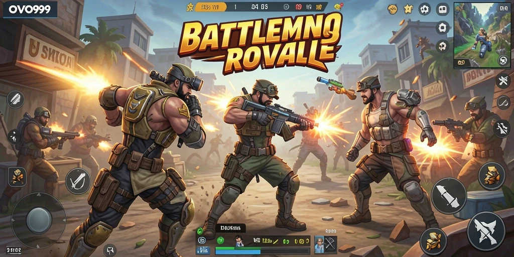 Tampilan aksi seru dalam gameplay <strong>OVO99</strong> di medan perang.