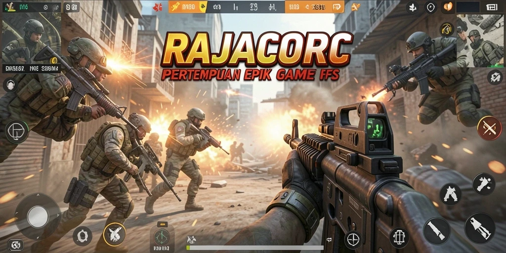 Tampilan gameplay menegangkan dan penuh aksi di RAJACORC.
