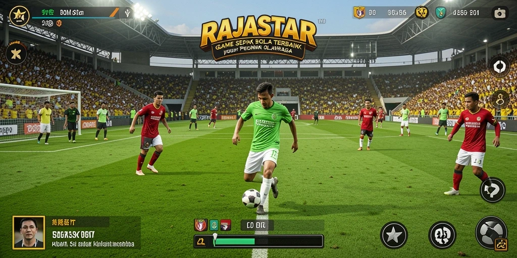 Tampilan menegangkan gameplay sepak bola di RAJASTAR.