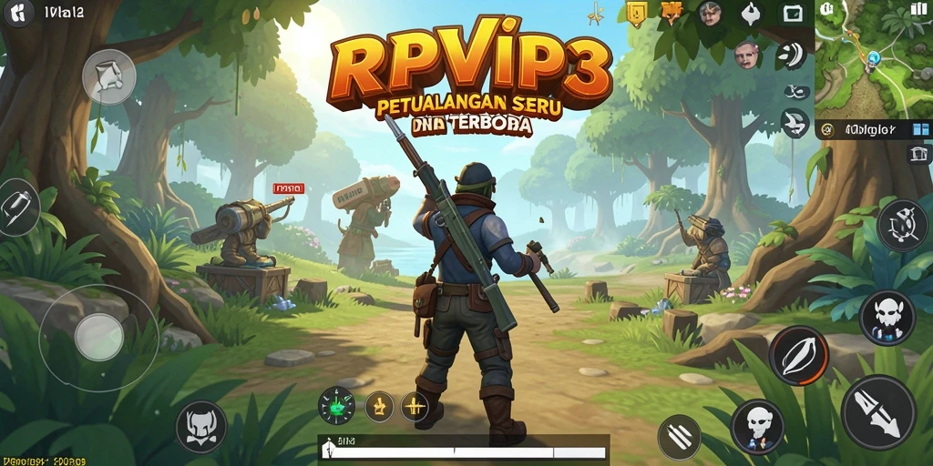 Tangkapan layar gameplay RPVIP3 dengan dunia terbuka yang luas dan interaksi dinamis.