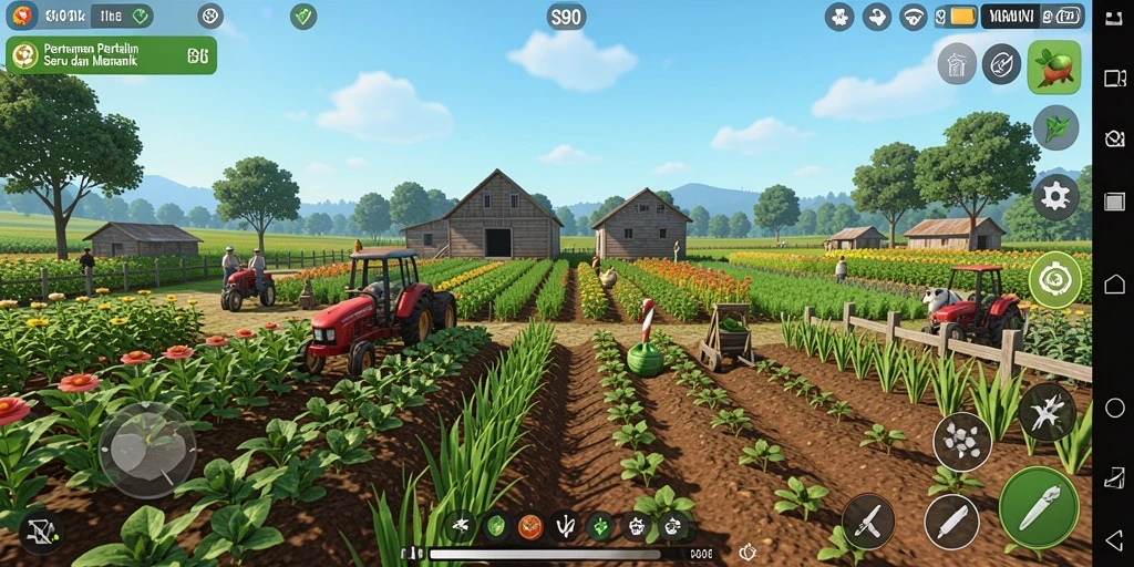 Screenshot utama S80 menampilkan gameplay bertani yang mendalam dan menakjubkan.