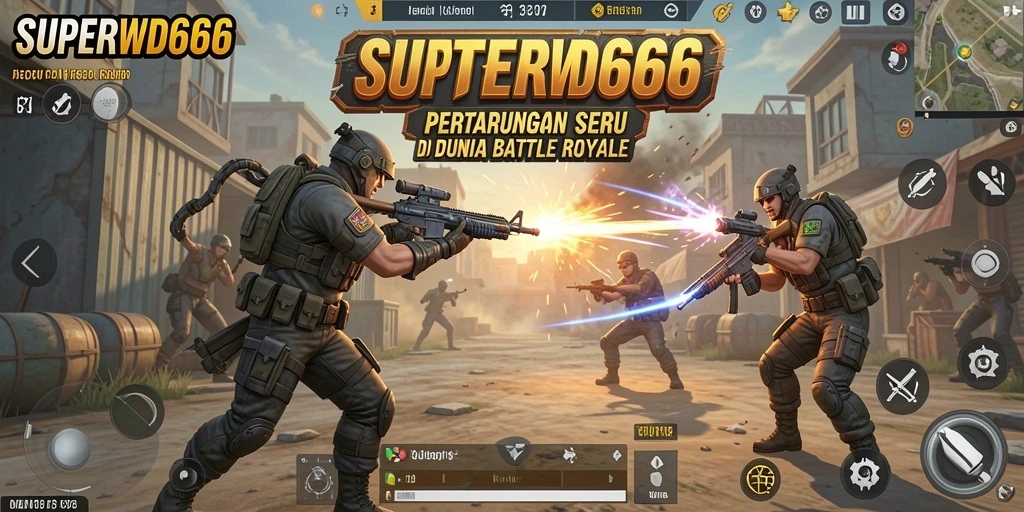 Screenshot SUPERWD666 menampilkan aksi seru di medan pertempuran Battle Royale.
